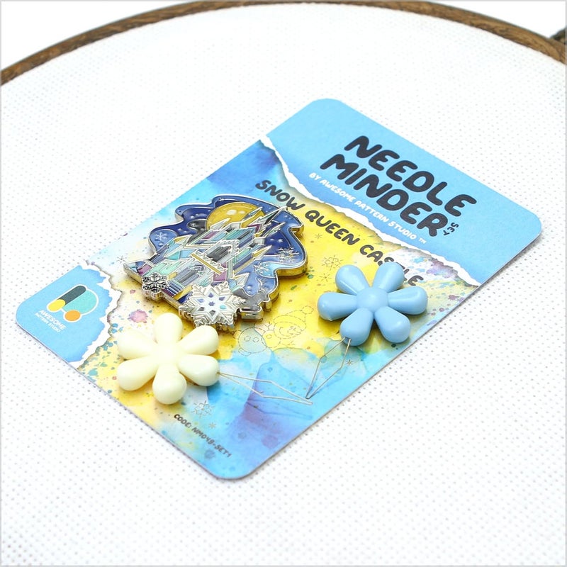 Awesome Pattern Studio Needle Minder Set - Snow Queen Castle Magnetic Needle Minder + 2 Needle Threaders. Enamel Pin for Cross Stitch, Embroidery and Craft - Image 3